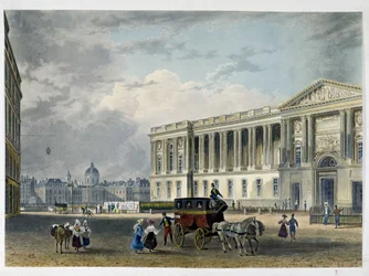 Louvre - Fachada este, al fondo la cúpula - siglo XIX