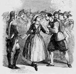Mademoiselle Piccolomini en la ópera "La figlia del Regimento" de Gaetano Donizetti en el Teatro Majesty de Londres en 1856.