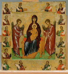 Madonna entronizada, Arcángeles y dos Santos, rodeados