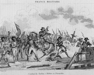 Tropas de Maguncia dirigidas por el General Kléber y el Coronel Shevardin durante la Batalla de Torfou en Vendée