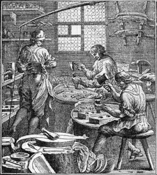 Fabricación de costura en el siglo XVIII.