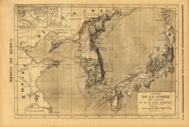 Mapa de Corea, Japón y China Oriental. Grabado en "Le petit journal" 3/09/1894. Colección Selva