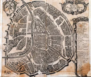 Mapa de la ciudad de Moscú en Rusia en el siglo XVII. París, B.N.