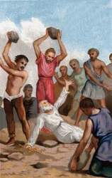 Martirio de San Potino, primer obispo de Lyon y primer obispo de la Galia bajo Marco Aurelio en Lyon en 171.