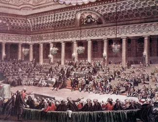 Reunión de la Asamblea Constituyente en la noche del 4 de agosto de 1789 para la abolición de privilegios