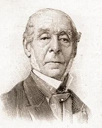 Miembros de la Academia Francesa en 1895: retrato de Ernest Legouvé (1807-1903), novelista, poeta, dramaturgo y ensayista francés.