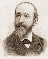 Miembros de la Academia Francesa en 1895: retrato de Jules Claretie (1840-1913), novelista, dramaturgo y crítico francés.