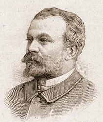 Miembros de la Academia Francesa en 1895: retrato de Jules Lemaitre (1853-1914), dramaturgo, crítico dramático, ensayista, historiador literario y narrador francés.