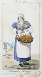 Comerciante de naranjas - en "Cris de Paris", principios del siglo XIX