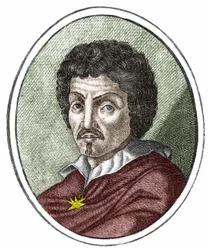 Michelangelo Merisi dit il Caravaggio o Caravaggio (1569 - 1609), grabado siglo XVII