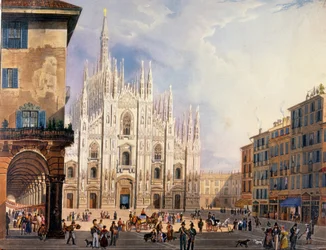 Milán, Plaza del Duomo alrededor de 1825