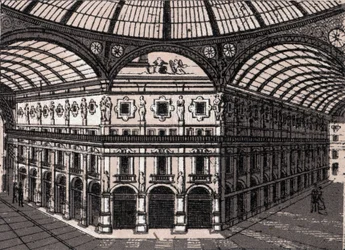Milán, Italia: vista de la galería Víctor Manuel. en "El mundo ilustra 168 vistas" Sin fecha (finales del siglo XIX)