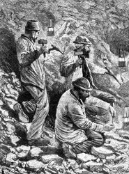 Mineros en mina de carbón