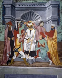 Burlas a Cristo, Vida de Cristo (siglo XV), frescos, Capilla de San Sebastián, Villard-de-Lans, Ródano-Alpes, Francia