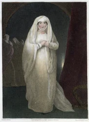 Mrs. Siddons, en el papel de Lady Macbeth en la obra de Shakespeare “Macbeth”, principios del siglo XIX