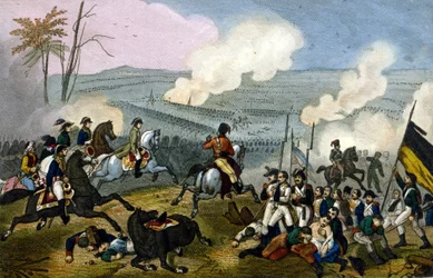 Napoleón en la Batalla de Marengo, contra los austriacos, junio de 1800.