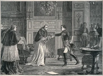 Napoleón visitando al Papa Pío VII en Fontainebleau 1804 - Visita de Napoleón I al Papa Pío VII en Fontainebleau 1804