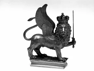 Guerra Napoleónica: asta con bandera con el león de Venecia usada en la campaña rusa. 1812. Milán Museo del Risorgimento