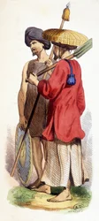 Soldado natural (indígena vietnamita) y cochinchino. Vietnam c. 1840