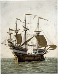 Nave de Enrique VIII (1520) de Inglaterra - según J. Holbein