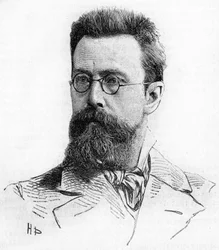 Nikolai Rimski-Korsakov, compositor ruso. Grabado de 1889