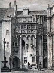 Ayuntamiento de Núremberg - el patio del ayuntamiento de Núremberg - grabado alrededor de 1867
