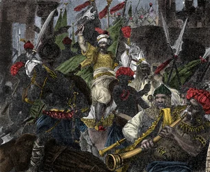 El 29 de mayo de 1453, asalto de Constantinopla por Muhammad II, sultán del Imperio Otomano - Captura de Constantinopla: el ejército del sultán otomano Mehmet II (Mehmed II el Conquistador o Muhammad II Fatih) (1430-1481) sitió la ciudad de Constantinopla