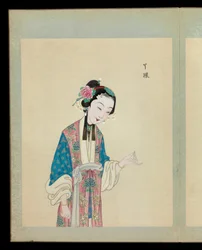 Cien retratos de personajes de la ópera de Pekín, finales del siglo XIX-principios del XX (álbum de cincuenta hojas; tinta, color y oro sobre seda)