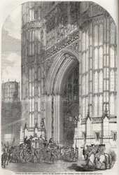 Apertura del nuevo parlamento - llegada de su majestad a la torre Victoria, Cámara de los Lores 1852