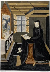 Oratorio de la Reina Catalina de Médici (Caterina de Medici) (Reina en oración) - basado en esmalte del siglo XVI, Museo de Cluny