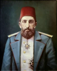 Imperio Otomano: Retrato del sultán Abdulhamid II (pintura al óleo)