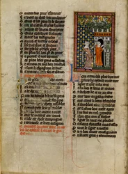 Oyseuse admitiendo al Soñador a través de la puerta de "Le Roman de la Rose".