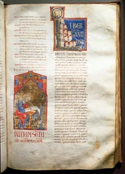 Página de una biblia iluminada (Ms.721-Foglio 190r) del comienzo del siglo XII