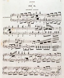 Página de la partitura del himno popular para Pío IX de Gioacchino Rossini