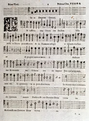 Página de partitura musical de Salmos (op 16) de Ludovico Viadana
