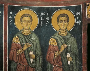 Pinturas de San Cosme con San Damián, Iglesia Panagia Ties Asinou, Nikitart, Chipre