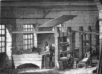 Fabricación de papel en el siglo XIX.