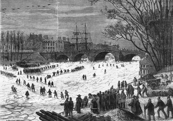 París enero de 1868: El Sena atrapado por el hielo a la altura del Pont-Neuf.