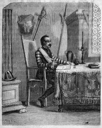 Pascal Paoli (1725-1807), patriota corso en su estudio. En "Pasquale Paoli ossia la rotta di Pontenuovo" por F.D. Guerrazzi. 1872.