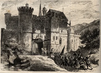 Pascal Paoli, libertador de Córcega - Pascal Paoli (1725-1807), libertador de Córcega entra en Bastia - grabado en Dictionnaire populaire illustrious - 1864 - por Joseph Decembre y Edmond Allonier