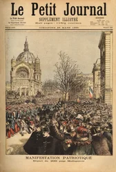 Demostración patriótica en París, para la partida del 200º regimiento hacia Madagascar. Grabado en “Le petit journal” 24/03/1895. Colección Selva