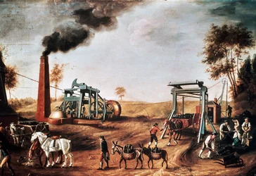 Pozo de mina, ca 1800, Reino Unido