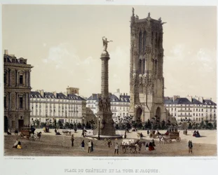Place du Chatelet y la Torre Saint-Jacques