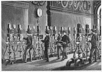 Oficina de correos neumática, Place de la Bourse en París en 1888