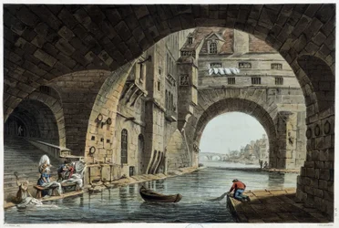 Puente de la Tournelle en París visto por J.C.Nattes, Publicado por W.Miller en Londres-1806