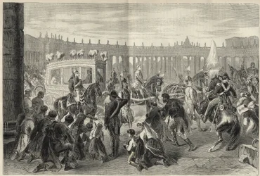 El Papa Pío IX yendo a la Iglesia de San Luis de los Franceses con motivo de la fiesta del 15 de agosto de 1869