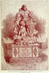 Retrato-carga de Felipe II sobre la Inquisición Española - grabado
