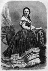 Retrato de Maria Wyse Bonaparte llamada Madame Urbain Ratazzi (1833-1902). Grabado en "El Universo Ilustre"