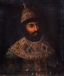 Retrato del Zar Alexis I Mikhailovich de Rusia (1629-1676) (Retrato del Zar Alexis I Mikhailovich de Rusia). Pintura anónima. Óleo sobre lienzo, 54 x 45,5 cm, segunda mitad del siglo XVII. Museo Estatal de Artillería Central, San Petersburgo.
