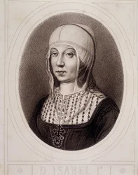 Retrato en medallón de Isabel I la Católica o de Castilla - grabado